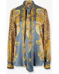 Versace - Silk Shirt With Decorative Tie - Lyst