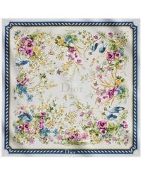 Dior - Dior Toile De Jouy Floral Garden Dioriviera 90 Silk Foulard - Lyst