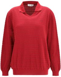 Miu Miu - Cotton V-Neck Sweater - Lyst