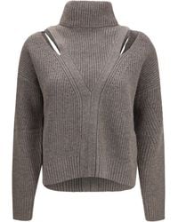 P.A.R.O.S.H. - High-Neck Sweater With Perforated Shoulders - Lyst