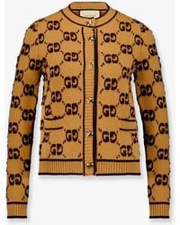 Gucci - Wool Cardigan With Gg Inlay - Lyst