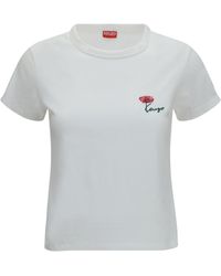 KENZO - Tulip Embroidered Cotton T-Shirt - Lyst