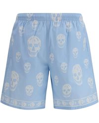 McQueen - Skull-Print Swim Shorts - Lyst