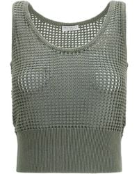 Brunello Cucinelli - Perforated Sequin Tank Top - Lyst
