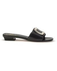 Roger Vivier - Leather Slide Sandals - Lyst