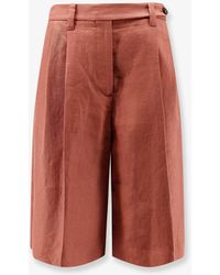 Brunello Cucinelli - Linen Shorts With Monili Detail - Lyst