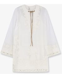 Zimmermann - Indra Ramie Long Dress With All-Over Embroidery - Lyst