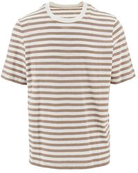 Majestic Filatures - Striped Cotton And Linen T-Shirt - Lyst