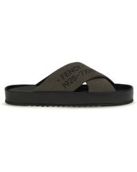 Fendi - Double Slide Sandals V.Militare Nero+Nero - Lyst