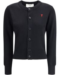 Ami Paris - Ami De Coeur Merino Wool Cardigan - Lyst