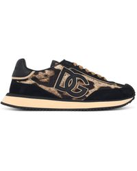 Dolce & Gabbana - Dolce & Gabbana 'Cushion' Leopard Print Suede Blend Sneakers - Lyst