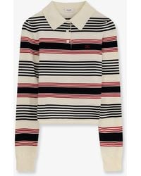 Celine - Striped Cotton Polo Sweater - Lyst
