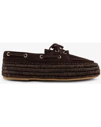 Paloma Barceló - Penelope Suede Raffia Loafers - Lyst
