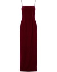 ROTATE BIRGER CHRISTENSEN - Burgundy Silk Velvet Maxi Dress - Lyst