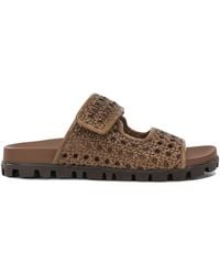 Miu Miu - Woven Leather Low Sandals - Lyst