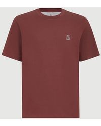 Brunello Cucinelli - Cotton T-Shirt Bordeaux - Lyst