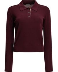 Burberry - Wool Polo Sweater Bordeaux - Lyst