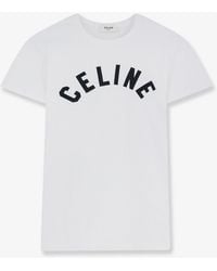 Celine - Cotton Blend T-Shirt With Front Logo Print - Lyst