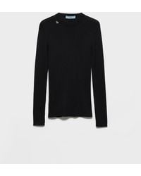 Prada - Virgin Wool Crewneck T-Shirt - Lyst