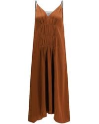 Prada - V-Neck Long Dress - Lyst