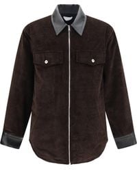 Bottega Veneta - Corduroy Jacket With Leather Collar - Lyst