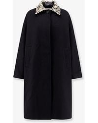 Rohe - Wool Coat With Cheetah-Print Calf Hair Collar - Lyst
