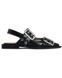 Ganni - Ballet Flats Faux Leather Buckle - Lyst