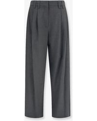 Brunello Cucinelli - Stretch Virgin Wool Blend Trousers With Monili Detail - Lyst