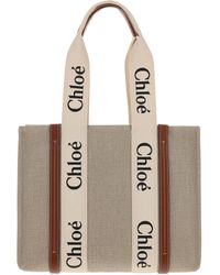 Chloé - Chloé Woody Canvas Shoulder Bag - Lyst