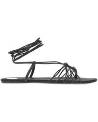 Saint Laurent - 'Babylone' Leather Flat Sandals - Lyst