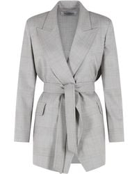 Max Mara - 'Nasello' Prince Of Wales Wool Robe Jacket - Lyst