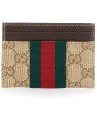 Gucci - Gg Card Holder With Web Detail - Lyst
