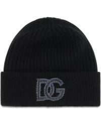 Dolce & Gabbana - Dolce & Gabbana Logo English Rib Knit Beanie - Lyst