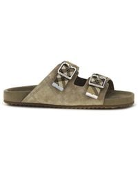 Burberry - Urchin Suede Check Sandals - Lyst