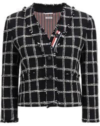 Thom Browne - Checked Tweed Cardigan Jacket - Lyst
