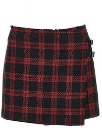 Pinko - Check Tweed Mini Skirt - Lyst