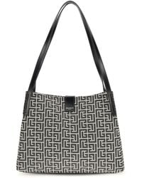Balmain - Jacquard And Leather Tote Bag - Lyst