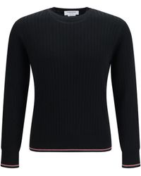Thom Browne - Crewneck Cotton Knit Sweater - Lyst