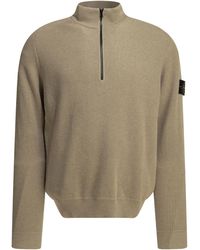 Stone Island - Half Zippered Cotton Knitwear - Lyst