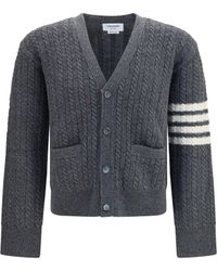 Thom Browne - V-Neck Sweater Anchor Embroidery Med - Lyst