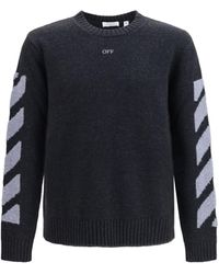Off-White c/o Virgil Abloh - Diag Fuzzy Crewneck Sweater Anthracite - Lyst