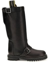Fendi - Glossy Calfskin Biker Boots - Lyst