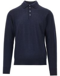 Emporio Armani - Fine Knit Polo Sweater - Lyst