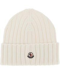 Moncler - Wool Beanie Hat With Logo Patch - Lyst