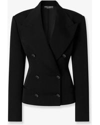 Dolce & Gabbana - Double-Breasted Virgin Wool Gabardine Blazer - Lyst