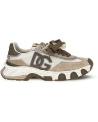 Dolce & Gabbana - Leather And Mesh Sneakers - Lyst