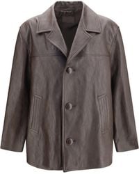 Prada - Leather Caban Jacket - Lyst