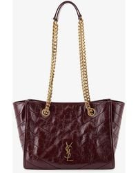 Saint Laurent - Niki Vintage-Effect Leather Shopping Bag - Lyst