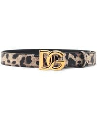 Dolce & Gabbana - Dolce & Gabbana 'D' Leopard Leather Logo Belt - Lyst
