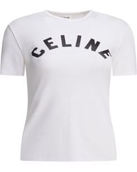 Celine - Cotton T-Shirt With Logo - Lyst